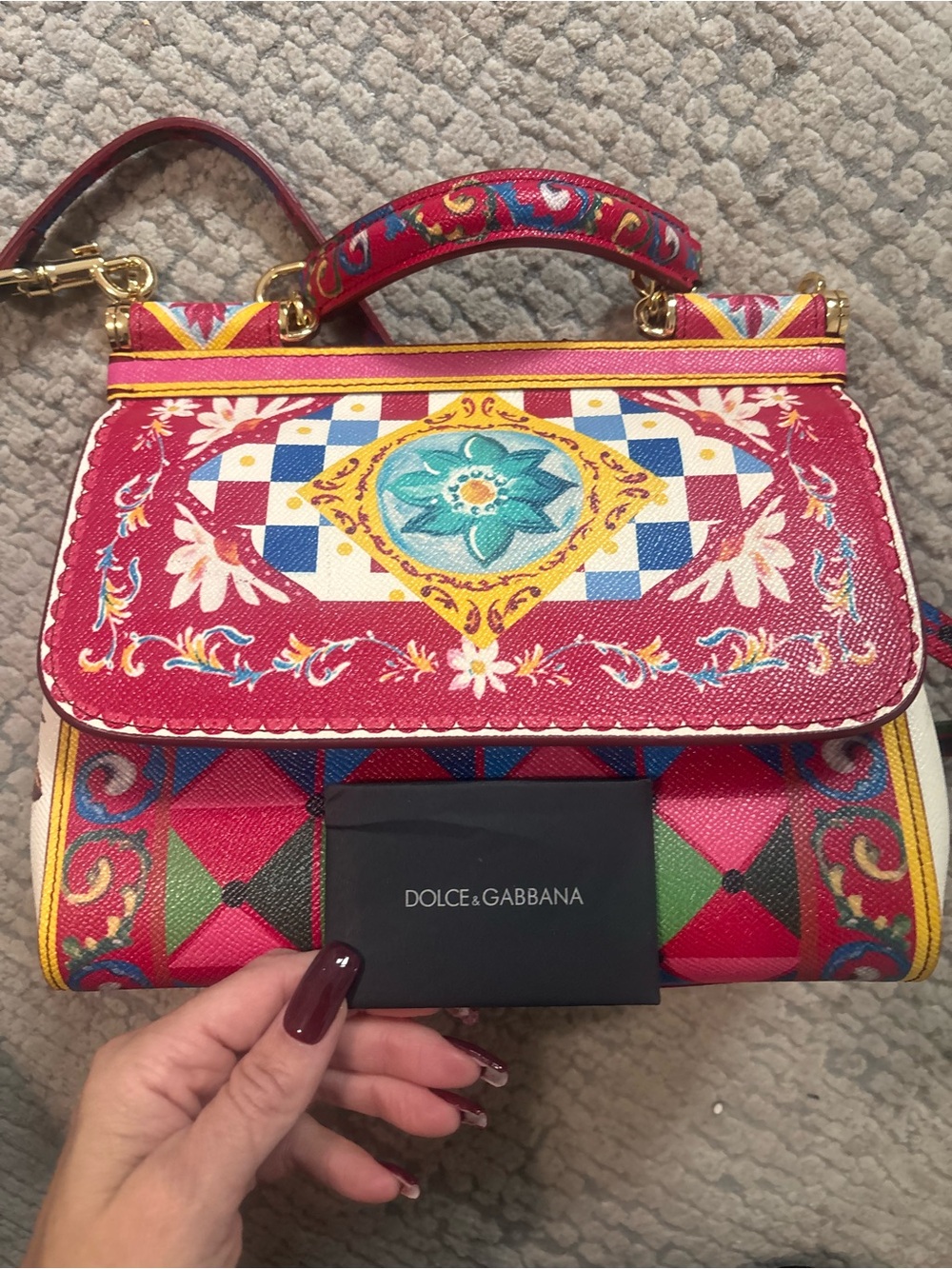 Dolce & Gabbana Multicolor Sicily Floral Pattern Top-Handle Bag